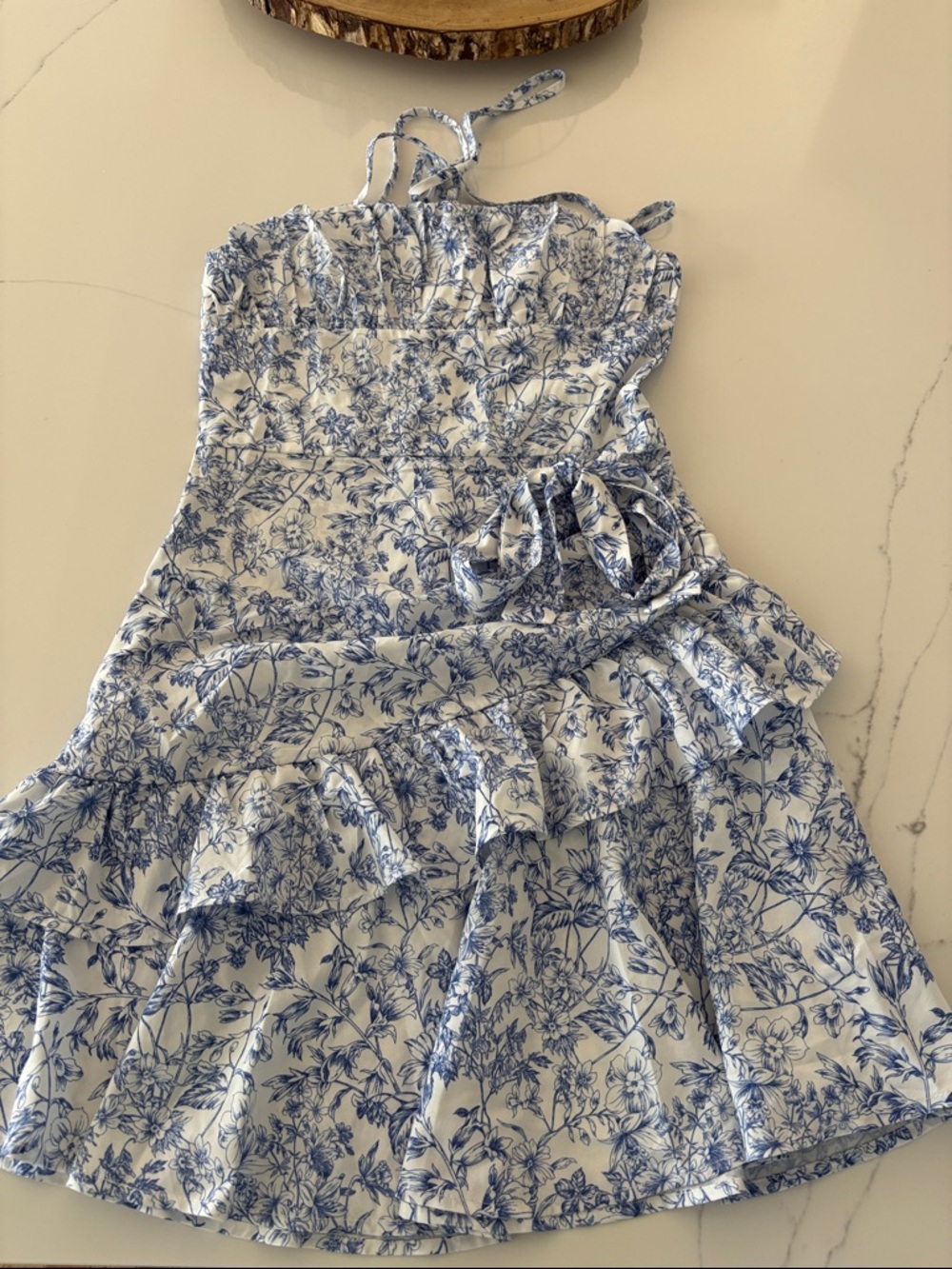 Blue Floral Ruffle Sundress